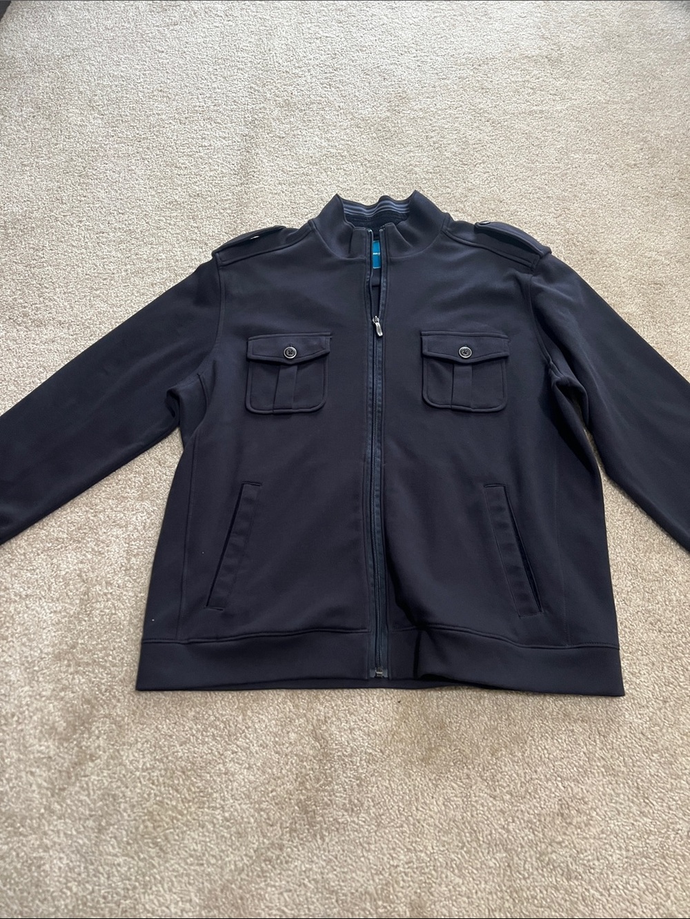 Tommy Bahama Men's Black Zip-Up Jacket with Chest Flap Pockets